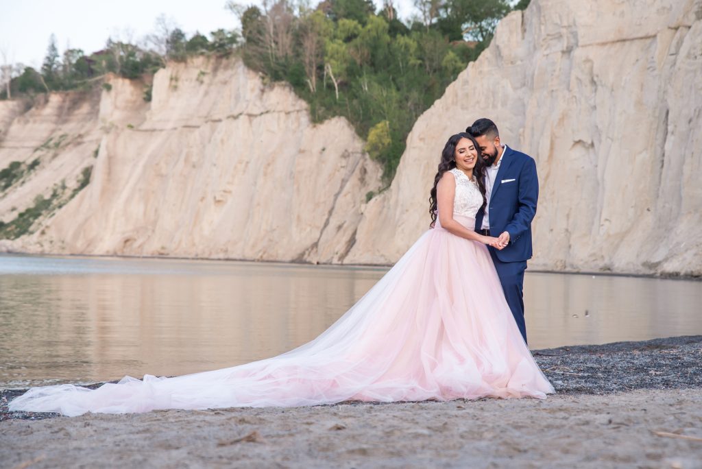 Scarborough Bluffs Engagement Photoshoot in a Long Dress