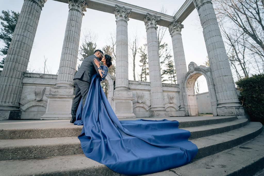 Long Train Blue Dress at Guild Inn Estate and Park - Long Train Engagement Photography