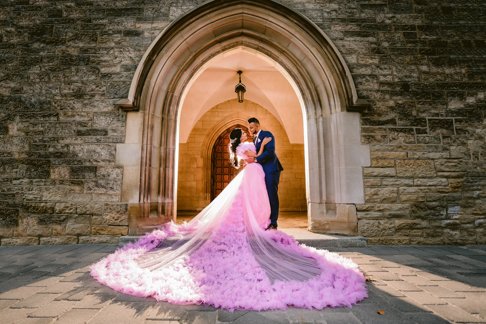 Bright Long Train Dresses for Rent